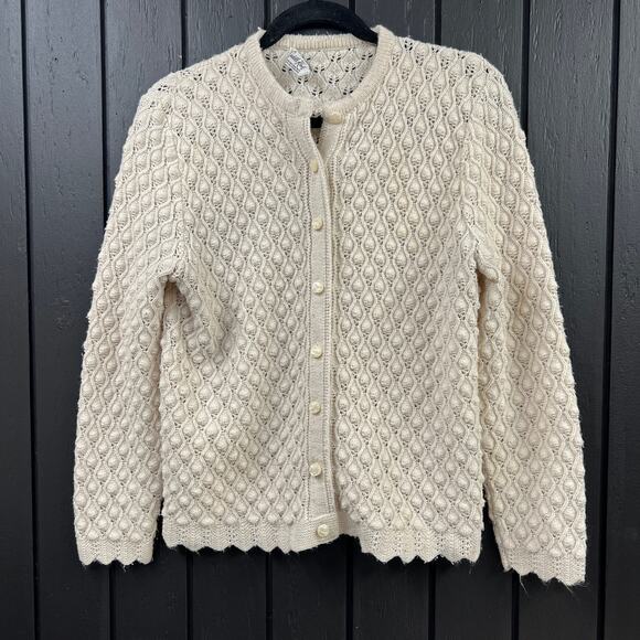 Vintage Cuddle Knit Pearlized Cream Cardigan S - Picture 1 of 8